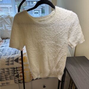 Anthropologie Cream Fuzzy Sweater